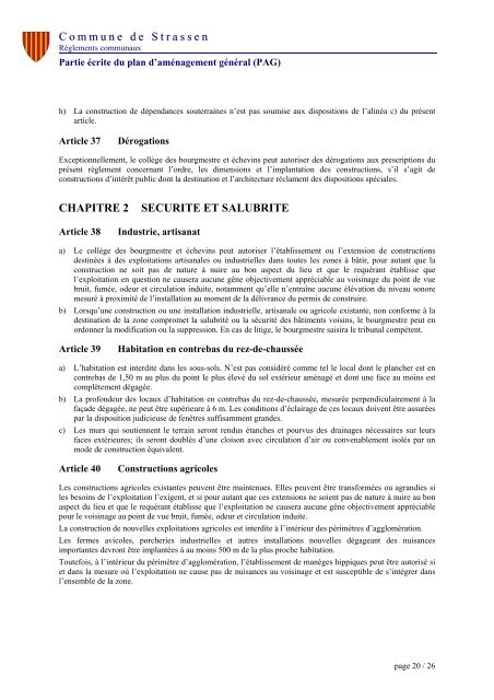 Règlement sur les Bâtisses - Administration Communale de Strassen