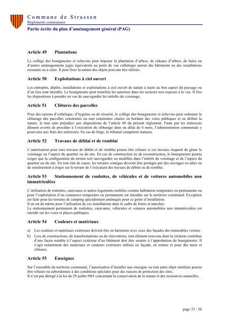 Règlement sur les Bâtisses - Administration Communale de Strassen