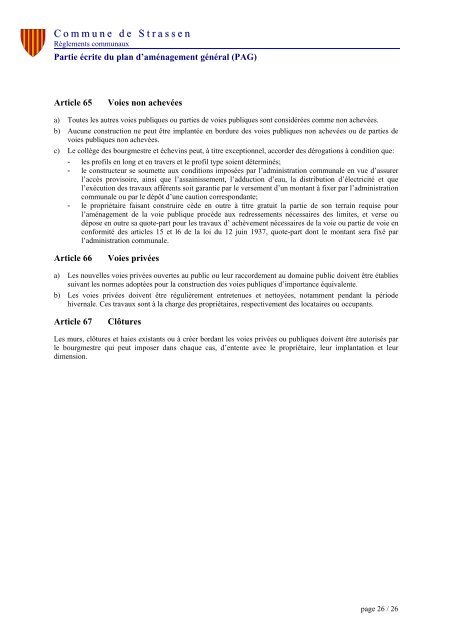 Règlement sur les Bâtisses - Administration Communale de Strassen