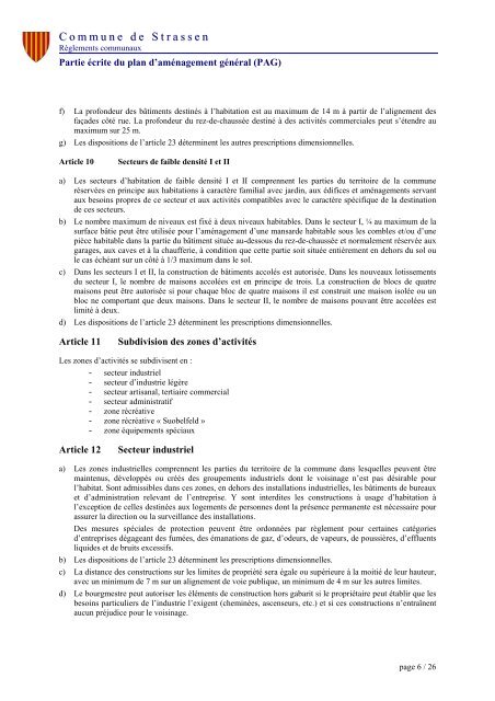 Règlement sur les Bâtisses - Administration Communale de Strassen