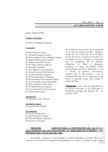 Acta de Pleno 11/05/2009 - Archivo de la Ciudad de Arganda del Rey