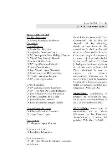 Acta de Pleno 25/4/2011 - Archivo de la Ciudad de Arganda del Rey