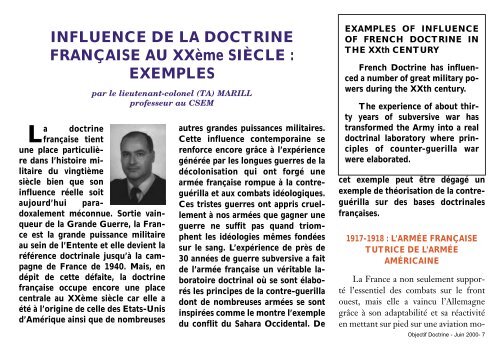 Influence de la doctrine française au XXè siècle: exemples