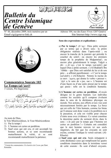 Bulletin n°44 - Centre Islamique de Genève