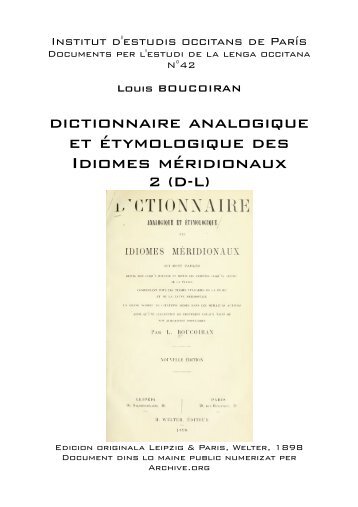 dictionnaire analogique et étymologique des ... - IEO París - Free