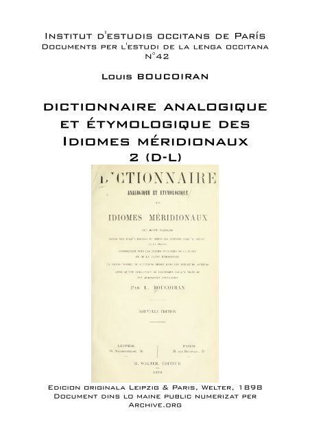 dictionnaire analogique et étymologique des ... - IEO París - Free