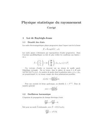 Physique statistique du rayonnement - iusti