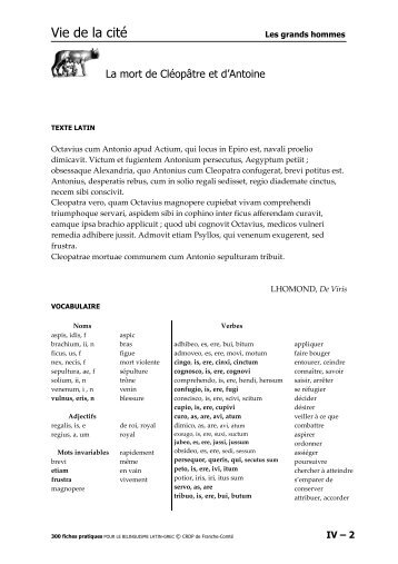 mort Cleopatre latin - CRDP de Franche-Comté