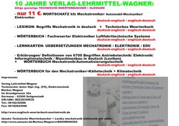 10 Jahre Verlag Lehrmittel Wagner: ebooks englisch Lernsoftware Mechatroniker Elektroniker