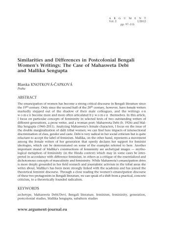 Similarities and Differences in Postcolonial Bengali ... - Argument