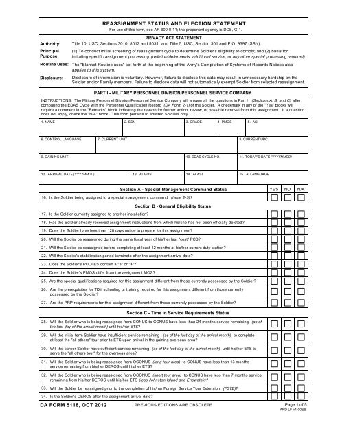 Da Form 5118 Fillable Pdf - Printable Forms Free Online