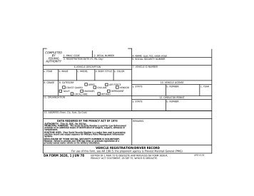 da form 3626, 1 jun 78 vehicle registration/driver record