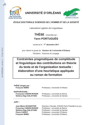 Contraintes pragmatiques de complétude et linguistique des ...