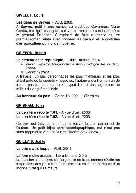 Genre : Terroir