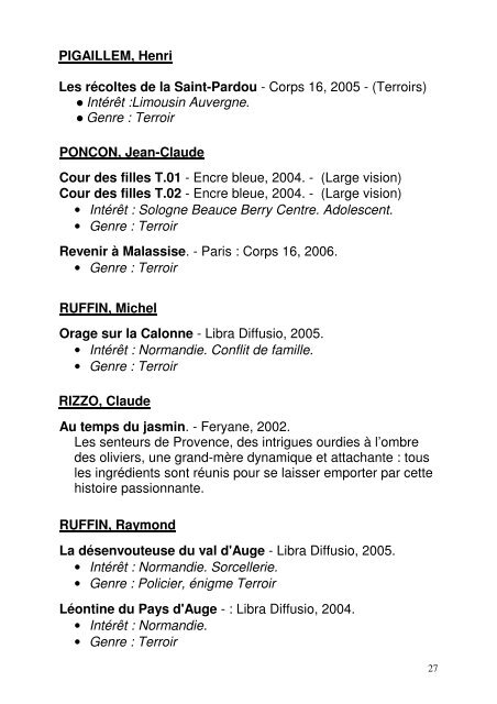 Genre : Terroir