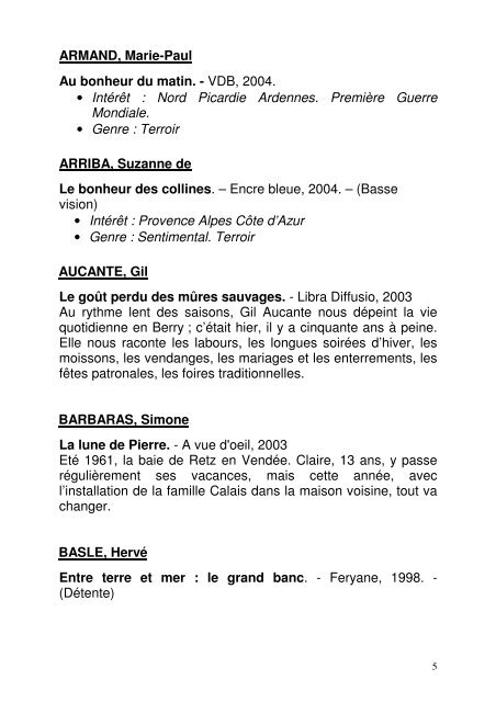 Genre : Terroir
