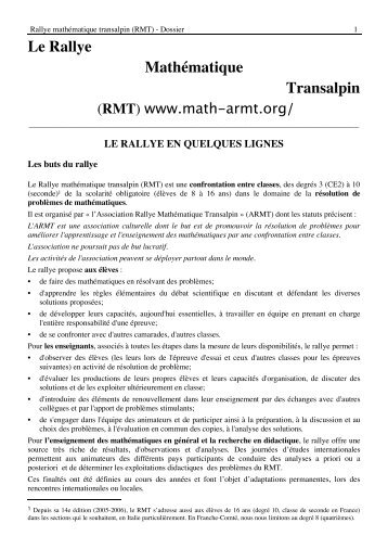 Le Rallye Mathématique Transalpin