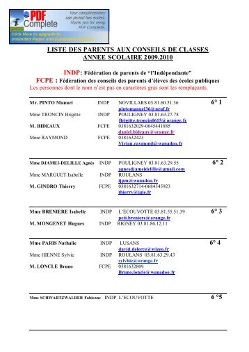 liste des parents aux conseils de classes annee scolaire 2009.2010 ...