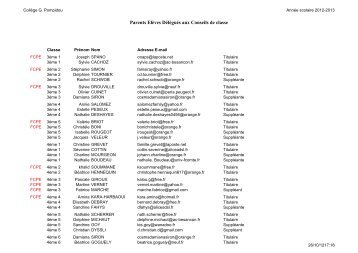 DELEGUES AUX CONSEILS DE CLASSE 2012-2013