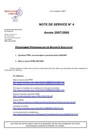 NOTE DE SERVICE N° 4 Année 2007/2008