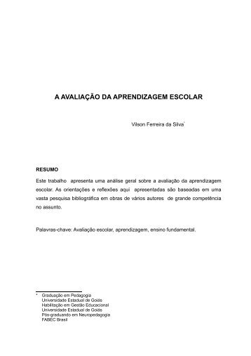 A AVALIAÇÃO DA APRENDIZAGEM ESCOLAR