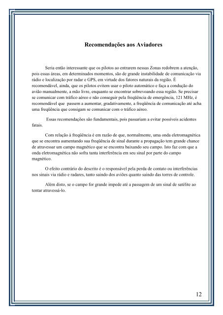 ORIENTAÇÃO AOS AVIADORES DO BRASIL - Artigo Científico