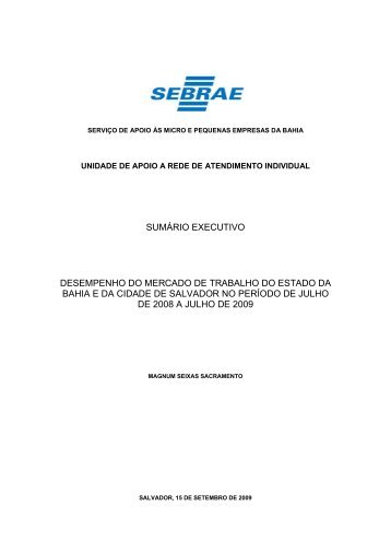 desempenho do mercado de trabalho do estado da bahia