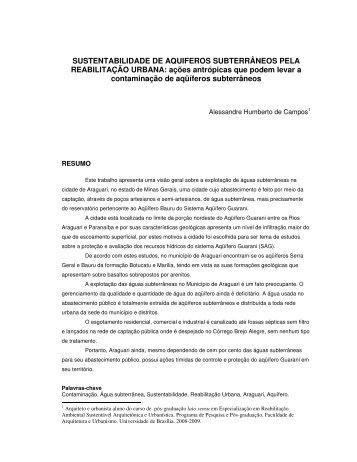 SUSTENTABILIDADE DE AQUIFEROS SUBTERRÂNEOS PELA ...
