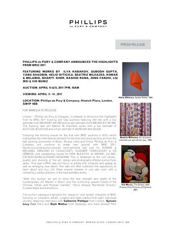 PdP BRIC London 2011 Press Release - Art Market Monitor