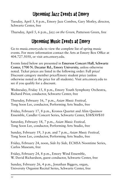 Jazz Festival - Arts at Emory - Emory University