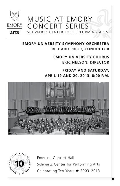 muSiC AT EmorY ConCErT SEriES - Arts at Emory - Emory University