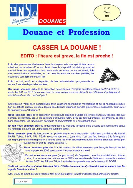 Douane et profession n°157 - UNSA Douanes