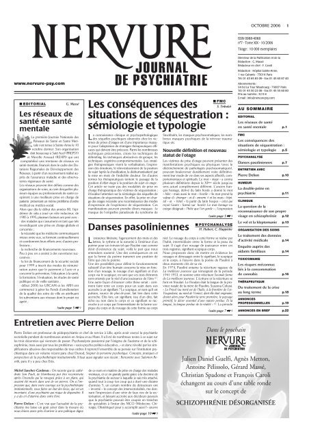 Octobre Nervure Journal De Psychiatrie