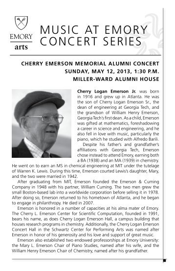music at emory concert series - Arts at Emory - Emory University