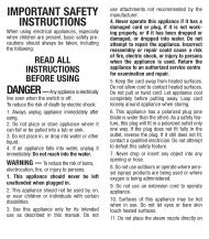Important Safety Instructions Keep Away From Water Do Not Conair