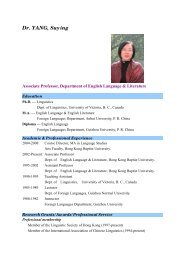 Dr. YANG, Suying - Faculty of Arts - Hong Kong Baptist University