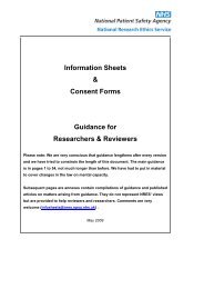 NHS Guidance for Information Sheets and Consent Forms