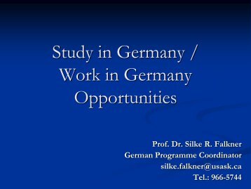 IA Study in Germany - College of Arts and Science - University of ...