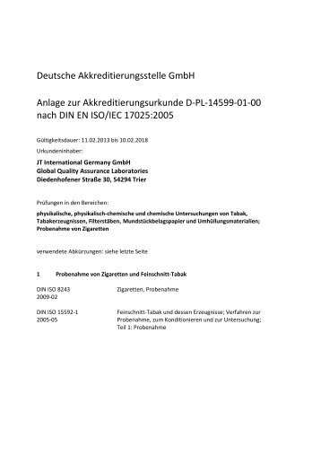 Deutsche Akkreditierungsstelle GmbH Anlage zur ... - DAkkS