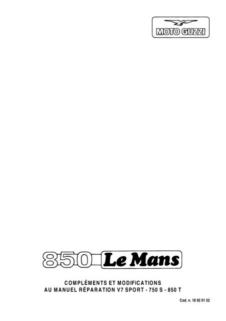 850 Le Mans - Manuel d'atelier - Anima Guzzista