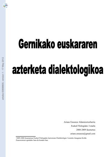 Gernikako euskararen azterketa dialektologikoa