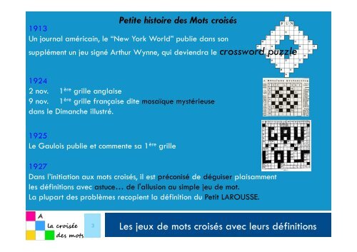 jeux de mots croisés.…… avec leurs définitions - Alacroiseedesmots