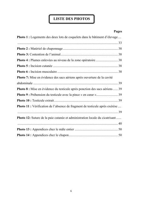 Effet du chaponnage sur les performances de croissance et ... - BEEP