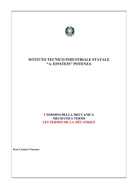Glossario dei termini della meccanica italiano - inglese - francese