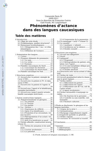 Phénomènes d'actance dans des langues caucasiques.