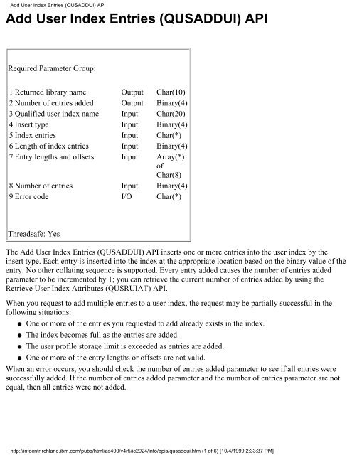 Data Queue APIs--Categories - FTP Directory Listing - IBM