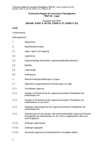 Technische Regeln für brennbare Flüssigkeiten ... - Asecos GmbH