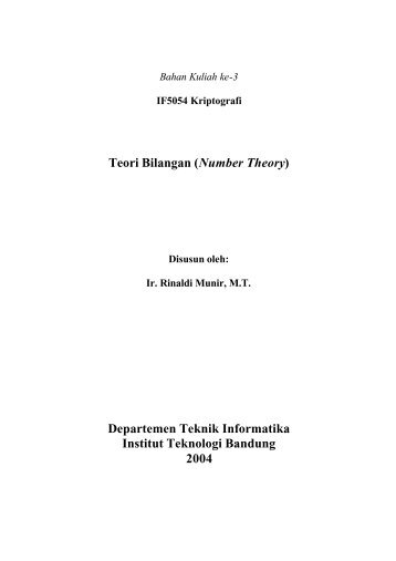 Teori Bilangan (pdf) - ITB