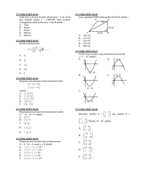 Soal SMK – Matematika SMK PERT