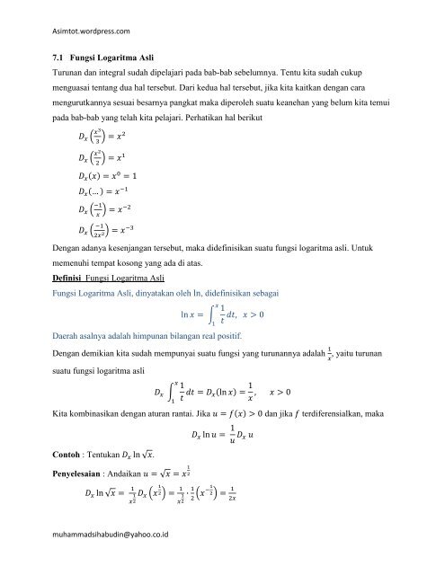 Kalkulus – Fungsi Transenden
